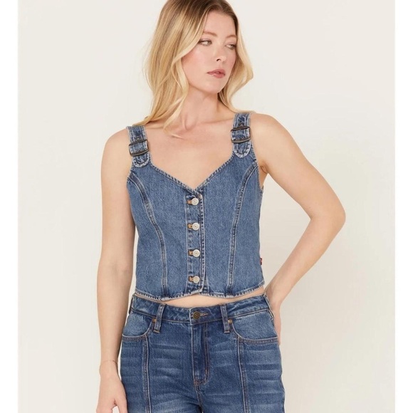 Levi's Blue Denim Button-Up vest - Picture 8 of 9